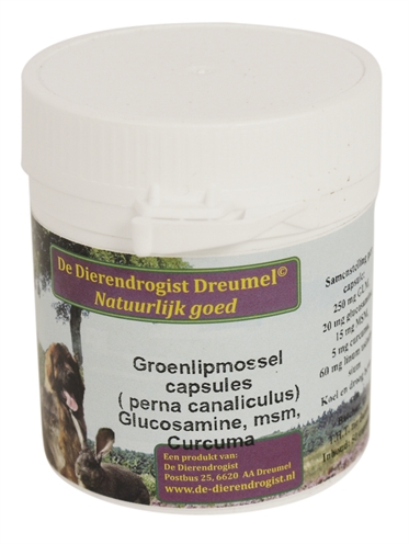 12c835173d5fbd54f19121b89a351ecc Dierendrogist Groenlipmossel Met Glucosamine / MSM / Carcuma 50 st