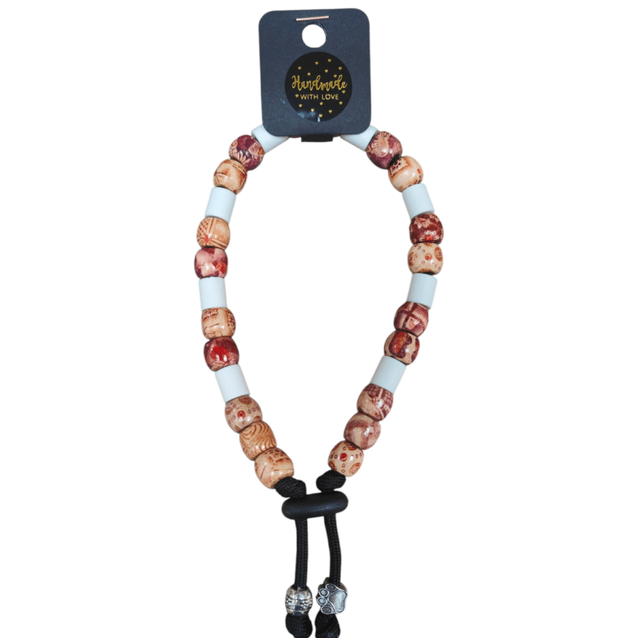 Anti-vlooien en tekenband bruine kralen (meerdere maten)