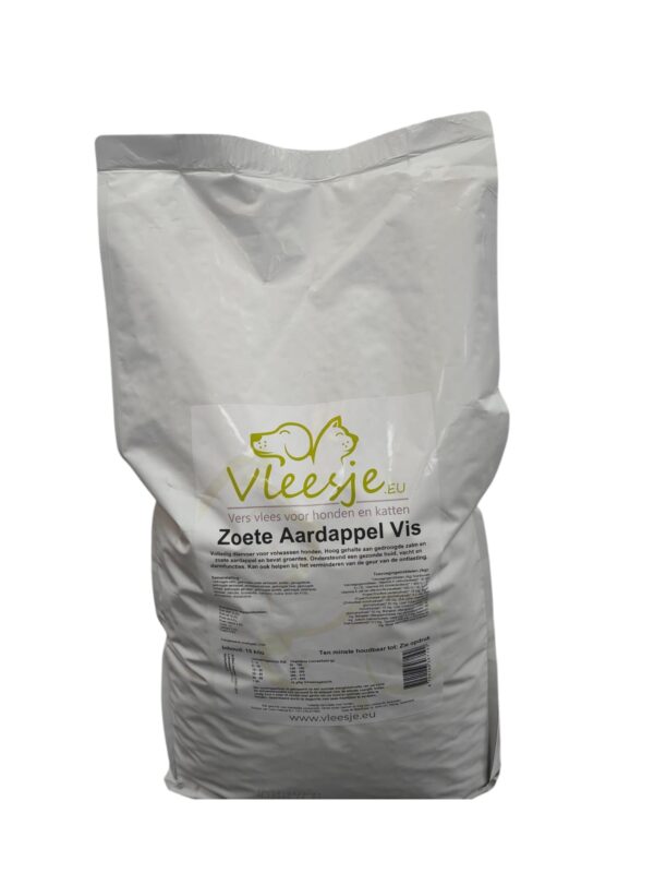 81bbc5d2211d4416c9d76b42ca4722ef Vleesje krokante brok zoete aardappel Vis 1 of 15 kilo