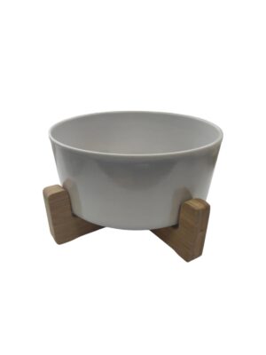 Kunststof voer/drinkbak op hout Wit