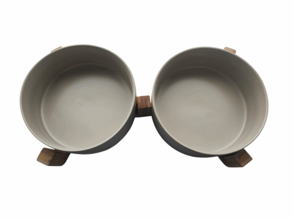 Keramische voer- en drinkbak beige (hond tot 50 kilo)