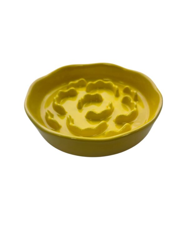Keramische slowfeeder bloem geel (kat/kleine hond tot 15 kilo)