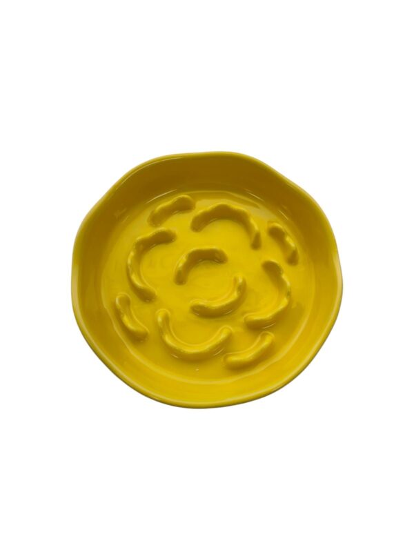 Keramische slowfeeder bloem geel (kat/kleine hond tot 15 kilo)