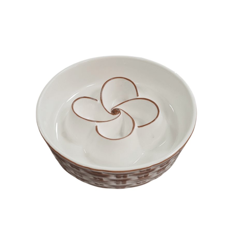 Keramische slowfeeder bloem wit bruin (hond 30+ kilo)