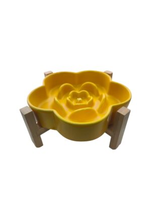 Keramische slowfeeder bloem Geel op poot (hond tot 50 kilo)