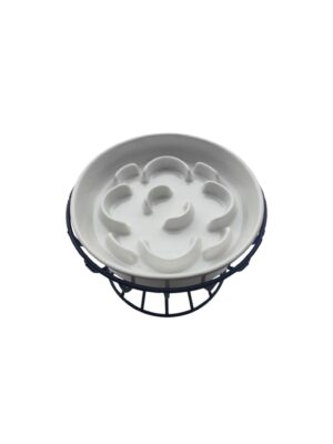 Keramische slowfeeder bloem wit verhoging (kat/kleine hond)