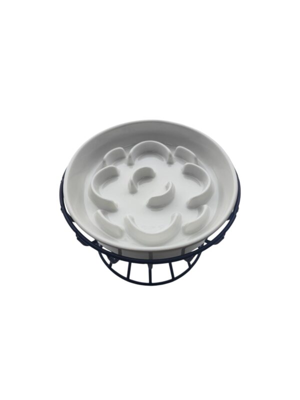 b086199fac5169b43bf9e7932ca7ed9a Keramische slowfeeder bloem wit verhoging (kat/kleine hond)