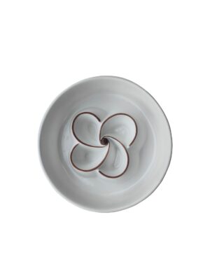 Keramische slowfeeder bloem wit bruin (hond 30+ kilo)