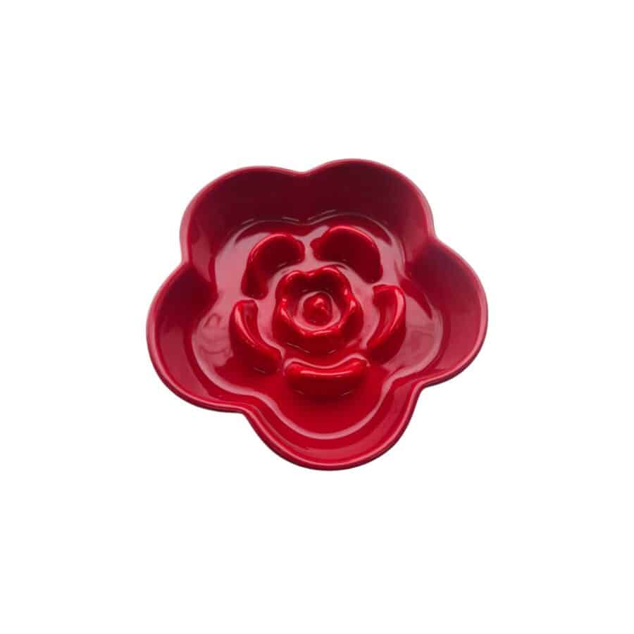 e8e6d6bc85bfb312f879b95686768c2a Keramische slowfeeder bloem Rood (hond tot 30 kilo)