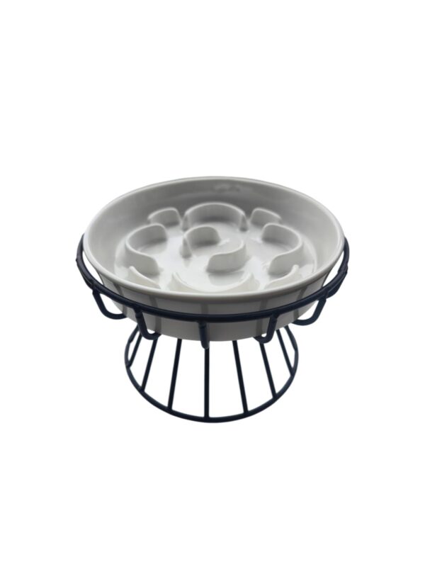 fdbcf46d1f5dace574b149bc65efd63d Keramische slowfeeder bloem wit verhoging (kat/kleine hond)
