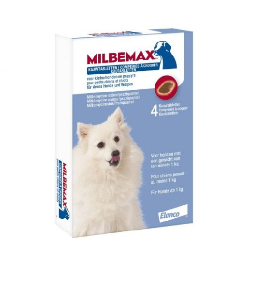 Milbemax tablet ontworming hond 1-10 kg 4 Tabletten