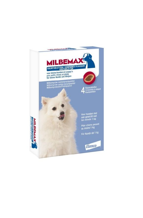 Milbemax tablet ontworming hond 1-10 kg 4 Tabletten