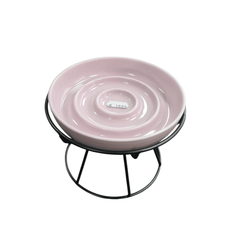 Keramische slowfeeder op standaard roze