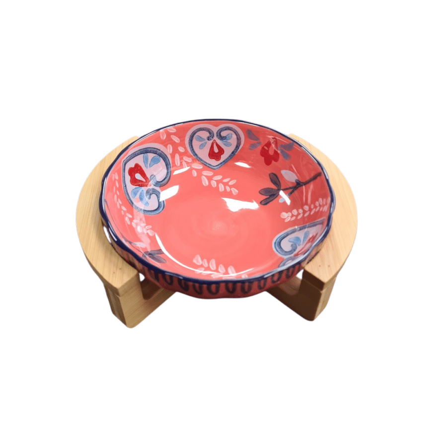 Keramische voerbak klein met print