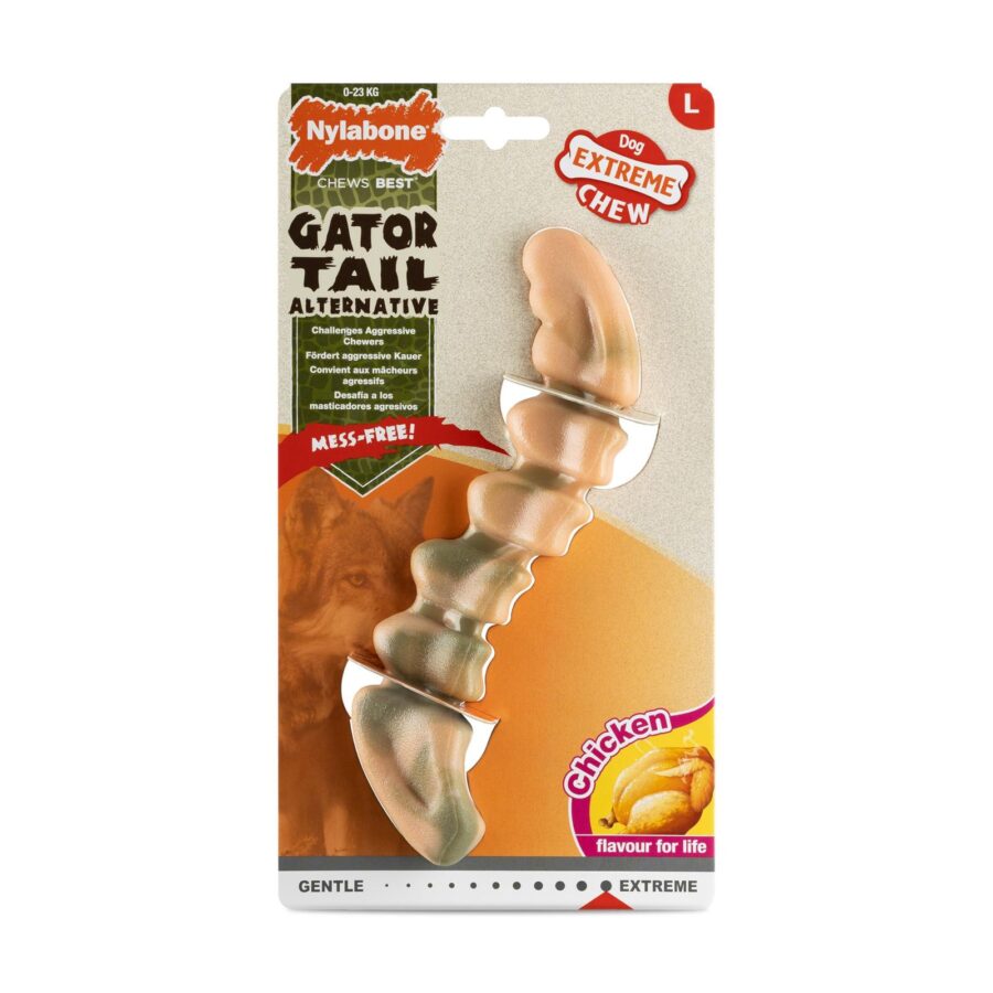 28508650b8382f50914561a420efa496 Nylabone giant gator tail alternative chicken maat L