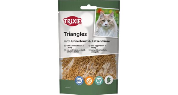 Trixie Triangles Kip & Catnip – Kattensnack met Kippenborst