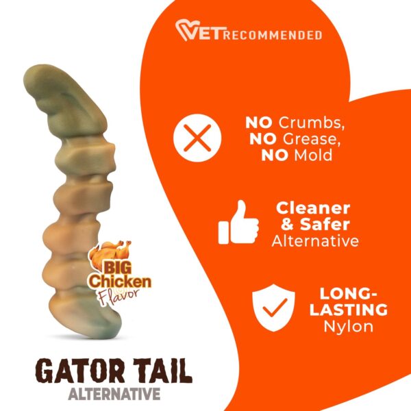 Nylabone giant gator tail alternative chicken maat L