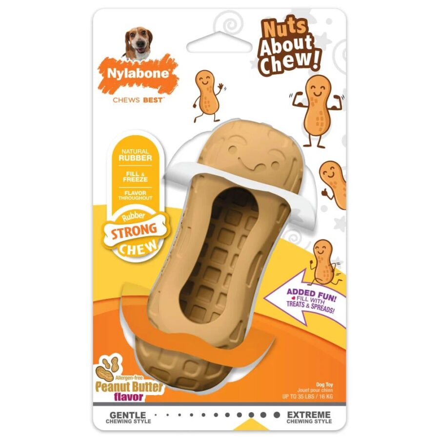 d7ac6b2deae742ad11dca29e6010861c Nylabone wolf peanut treat toy peanut butter maat M